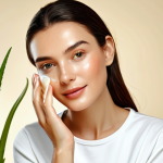 **

"A serene woman with healthy, glowing skin, gently applying moisturizer to her face, fully clothed, modest attire, against a backdrop of natural ingredients like honey and aloe vera, soft lighting, safe for work, appropriate content, professional skincare ad."

**